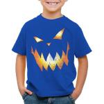 style3 Print-Shirt Kinder T-Shirt Halloween Kürbiskopf Kürbis Fasching Kostüm Party Kopf Spuk Geist, blau, blau