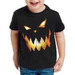 style3 Print-Shirt Kinder T-Shirt Halloween Kürbiskopf Kürbis Fasching Kostüm Party Kopf Spuk Geist, schwarz, schwarz