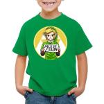 Grüne Melierte Kurzärmelige Style3 The Legend of Zelda Rundhals-Ausschnitt Printed Shirts für Kinder & Druck-Shirts für Kinder aus Jersey Größe 164 