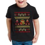 Schwarze Melierte Casual Kurzärmelige Style3 The Legend of Zelda Rundhals-Ausschnitt Printed Shirts für Kinder & Druck-Shirts für Kinder mit Weihnachts-Motiv aus Jersey Größe 164 