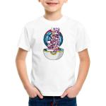 Weiße Melierte Casual Kurzärmelige Style3 Pokemon Pokeball Rundhals-Ausschnitt Printed Shirts für Kinder & Druck-Shirts für Kinder aus Jersey Größe 164 