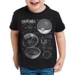 style3 Print-Shirt Kinder T-Shirt Pokéball Blaupause monster spiel online, schwarz, schwarz