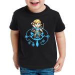 Schwarze Melierte Casual Kurzärmelige Style3 The Legend of Zelda Rundhals-Ausschnitt Printed Shirts für Kinder & Druck-Shirts für Kinder aus Jersey Größe 164 