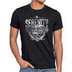 style3 Serenity Firefly Herren T-Shirt Aufbruch Allianz Raumschiff, Größe:XXL, Farbe:Schwarz