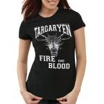 Schwarze Vintage Style3 Game of Thrones Haus Targaryen T-Shirts aus Jersey enganliegend für Damen Größe XL 