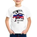 style3 WM 2018 Russland Kinder T-Shirt Fußball Weltmeisterschaft Trikot Russia, Farbe:Weiß, Größe:104