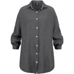 Styleboom Fashion® Damen Bluse Hemd Oversized Knopfleiste dunkel grau