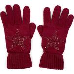 Bordeauxrote Sterne styleBREAKER Strick-Handschuhe mit Strass für Damen Einheitsgröße 