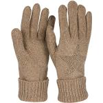 Braune Sterne styleBREAKER Strick-Handschuhe mit Strass für Damen Einheitsgröße 