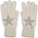 Cremefarbene Sterne styleBREAKER Strick-Handschuhe mit Strass für Damen Einheitsgröße 