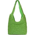 Grüne styleBREAKER Damenschultertaschen & Damenshoulderbags mit Reißverschluss aus Stroh mit Handyfach klein 