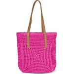 Pinke Geflochtene styleBREAKER Strandtaschen & Badetaschen mit Reißverschluss aus Kunstleder klein 