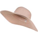 styleBREAKER Damen Strohhut Papierstroh mit Hutband aus Perlen, breite ausgefranste Krempe, Sonnenhut, Schlapphut 04025043, Farbe:Altrose