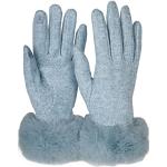 Hellblaue Unifarbene styleBREAKER Touchscreen-Handschuhe aus Kunstfell für Damen Einheitsgröße für den für den Winter 