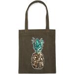 Olivgrüne styleBREAKER Stofftaschen & Jutetaschen mit Ananas-Motiv mit Pailletten aus Stoff für Herren 