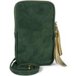 styleBREAKER Mini Bag (1-tlg), Echtleder Handy Umhängetasche Veloursleder, grün, Dunkelgrün