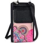 Braune Blumenmuster Ethno styleBREAKER Mini Handtaschen mit Reißverschluss aus Kunstfaser mit RFID-Schutz für Damen 