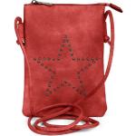 Rote Sterne styleBREAKER Kleine Umhängetaschen mit Nieten mit Reißverschluss aus Kunstfaser für Damen 