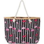 Schwarze styleBREAKER Strandtaschen & Badetaschen mit Flamingo-Motiv mit Reißverschluss aus Kunstfaser für Damen 