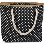 styleBREAKER Strandtasche mit Punkte Muster und Reißverschluss, Kleiner Kosmetiktasche, Shopper, Damen 02012062, Farbe:Schwarz-Weiß