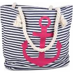Pinke Gestreifte styleBREAKER Strandtaschen & Badetaschen mit Reißverschluss aus Kunstfaser für Damen Klein 