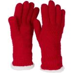 Rote Unifarbene styleBREAKER Strick-Handschuhe aus Fleece maschinenwaschbar für Damen Einheitsgröße 