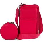 Rote Unifarbene styleBREAKER Kleine Umhängetaschen mit Reißverschluss aus Kunstfaser mit RFID-Schutz für Damen 