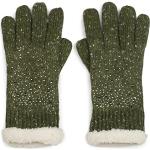 Olivgrüne Melierte styleBREAKER Gefütterte Handschuhe mit Strass für Damen Einheitsgröße für den für den Winter 