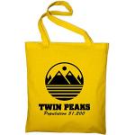Styletex23 Twin Peaks Welcome Jutebeutel Baumwolltasche, gelb