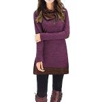 Reduzierte Violette Langärmelige Rollkragen Winterkleider mit Rüschen aus Kunstfaser für Damen Größe S 