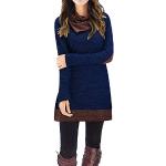 STYLEWORD Strickkleid Damen Herbstkleid Langarm Pulloverkleid Warm Winterkleid Tunika Kleid für Herbst Winter(Blau,Klein)