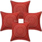 Rote Sofakissenbezüge mit Mandala-Motiv aus Brokat 40x40 