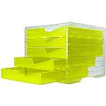 Neongelbe Styro Schubladenboxen DIN C4 aus Papier stapelbar 