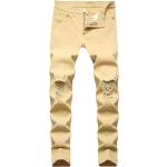 Khakifarbene Casual Ripped Jeans & Zerrissene Jeans aus Denim Handwäsche für Herren Größe 5 XL für den für den Sommer 