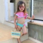 Rosa Casual Bikini-Tops für Kinder mit Rüschen aus Polyester für Mädchen für den für den Sommer 
