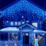 Blaue Lichterketten Innen mit Weihnachts-Motiv mit Timer 