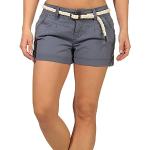Sublevel Damen Chino Shorts LSL-377/LSL-401/LETN-033 Hot Pants mit Flechtgürtel Bleached Indigo S