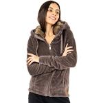 Braune Sublevel Teddyjacken & Teddy-Fleecejacken mit Reißverschluss aus Fleece mit Kapuze für Damen Größe XL für den für den Winter 