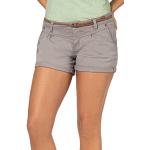 Sublevel Damen Kurze Hose Stretch-Shorts mit Flecht-Gürtel Light-Grey XL