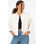 Weiße Unifarbene Sublevel Mini Hemdjacken mit Knopf aus Baumwolle für Damen Größe XL 