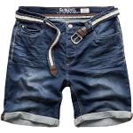 Dunkelblaue Streetwear Sublevel Jeans-Shorts mit Gürtel aus Baumwollmischung für Herren 