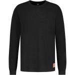 Reduzierte Schwarze Langärmelige Sublevel Rundhals-Ausschnitt Basic-Shirts aus Baumwolle für Herren Größe S 