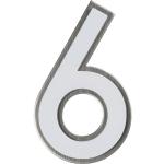Weiße Zahl 6 Südmetall Hausnummern aus Edelstahl 