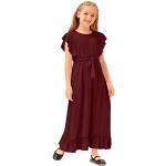 Burgundfarbene Kinderkleider A-Linie mit Volants für Mädchen für den für den Sommer 