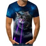 Kurzärmelige Katzen-Shirts mit Katzenmotiv aus Polyester Handwäsche für Herren Größe 6 XL 