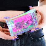 Pinke Mini Geldbörsen mit Tiermotiv mit Glitzer aus Kunststoff klein 
