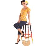 SugarShock Kailey 50er retro Ananas Carmen Shirt Puffärmel Bluse, Größe:L, Farbe:gelb