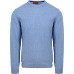 Hellblaue Unifarbene Rundhals-Ausschnitt Wollpullover aus Wolle für Herren Größe XXL 