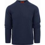 Marineblaue Unifarbene Rundhals-Ausschnitt Wollpullover aus Wolle für Herren Größe 3 XL 