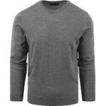 Anthrazitfarbene Unifarbene Rundhals-Ausschnitt Rundhals-Pullover aus Merino-Wolle für Herren Größe 3 XL 